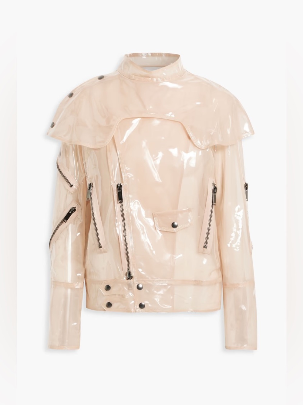 VALENTINO GARAVANI Zip-detailed vinyl Jacket Blush IT 42 Original Price $3690